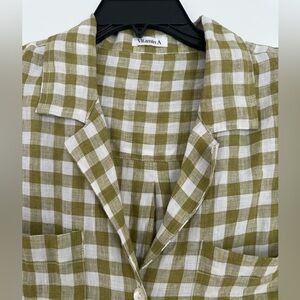 Vitamin A swimsuit cover up linen shirt dress gingham